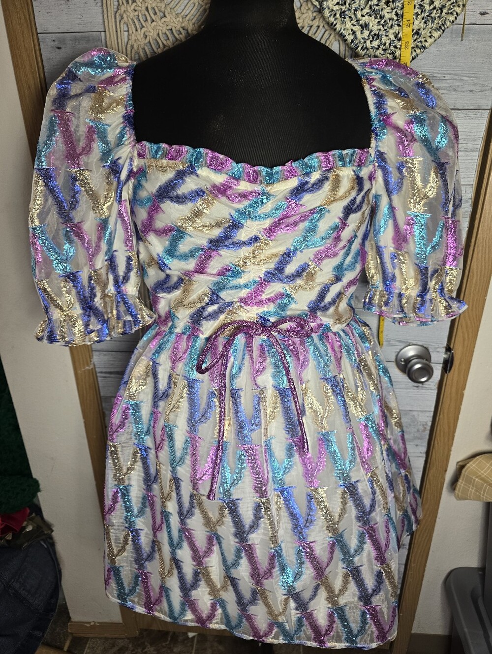 BuddyLove x Raelynn Colby Confetti Puff Sleeve Metallic Mini Dress Whimsical